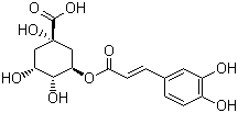 structure of CAS# 327-97-9, Chlorogenic acid;(1S,3R,4R,5R)-3-[[3-(3,4-Dihydroxyphenyl)-1-oxo-2-propenyl]oxy]-1,4,5-trihydroxycyclohexanecarboxylic acid; 3-O-Caffeoylquinic acid; 5-O-(3,4-Dihydroxycinnamoyl)-L-quinic acid