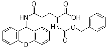 structure of CAS# 327981-01-1, N-[(Phenylmethoxy)carbonyl]-N'-9H-xanthen-9-yl-L-glutamine;N2-Carboxy-N-xanthen-9-yl-L-glutamine N-benzyl ester