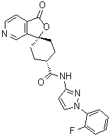 结构式 CAS# 328232-95-7, 反式-N-[1-(2-氟苯基)-1H-吡唑-3-基]-1'-氧代螺[环己烷-1,3'(1'H)-呋喃并[3,4-c]吡啶]-4-甲酰胺
