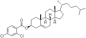 structure of CAS# 32832-01-2, Cholest-5-en-3beta-yl 2,4-dichlorobenzoate;cholest-5-en-3beta-yl 2,4-dichlorobenzoate; [(3S,8S,10R,13R,14S,17R)-10,13-dimethyl-17-[(2R)-6-methylheptan-2-yl]-2,3,4,7,8,9,11,12,14,15,16,17-dodecahydro-1H-cyclopenta[a]phenanthren-3-yl] 2,4-dichlorobenzoate