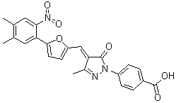 4-[4-[[5-(4,5-Dimethyl-2-nitrophenyl)-2-furanyl]methylene]-4,5-dihydro-3-methyl-5-oxo-1H-pyrazol-1-yl]-benzoic acid molecular structure (CAS 328968-36-1)