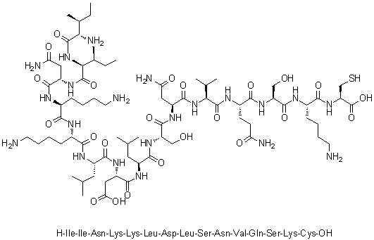 L-Isoleucyl-L-isoleucyl-L-asparaginyl-L-lysyl-L-lysyl-L-leucyl-L-alpha-aspartyl-L-leucyl-L-seryl-L-asparaginyl-L-valyl-L-glutaminyl-L-seryl-L-lysyl-L-cysteine molecular structure (CAS 330456-40-1)