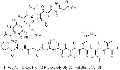 L-alpha-Aspartyl-L-asparaginyl-L-isoleucyl-L-lysyl-L-histidyl-L-valyl-L-prolylglycylglycylglycyl-L-seryl-L-valyl-L-glutaminyl-L-isoleucyl-L-valine molecular structure (CAS 330456-46-7)