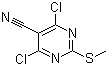 structure of CAS# 33097-13-1, 5-Cyano-4,6-dichloro-2-(methylthio)pyrimidine