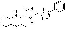 structure of CAS# 331244-89-4, 3-Methyl-1-(4-phenyl-2-thiazolyl)-1H-pyrazole-4,5-dione 4-[2-(2-ethoxyphenyl)hydrazone]