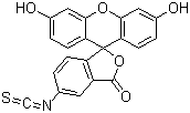 structure of CAS# 3326-32-7, Fluorescein isothiocyanate isomer I;5-Isothiocyanato fluorescein; 5-FITC; 3',6'-Dihydroxy-5-isothiocyanato-spiro[isobenzofuran-1(3H),9'-[9H]xanthen]-3-one