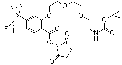 [2-[2-[2-[2-[[(2,5-Dioxo-1-pyrrolidinyl)oxy]carbonyl]-5-[3-(trifluoromethyl)-3H-diazirin-3-yl]phenoxy]ethoxy]ethoxy]ethyl]-carbamic acid 1,1-dimethylethyl ester molecular structure (CAS 332941-39-6)