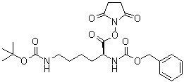 structure of CAS# 3338-34-9, N-(alpha)-Benzyloxycarbonyl-N-(epsilon)-tert-butoxycarbonyl-L-lysine succinimido ester;NSC 334373