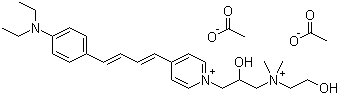 4-[4-[4-(Diethylamino)phenyl]-1,3-butadienyl]-1-[2-hydroxy-3-[(2-hydroxyethyl)dimethylammonio]propyl]pyridinium diacetate molecular structure (CAS 336185-18-3)