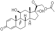 结构式 CAS# 338-98-7, 9-氟醋酸泼尼松龙; 醋酸氟氢泼尼松; 醋酸异氟泼尼松