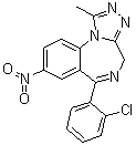 8-Nitro-6-(2-chlorophenyl)-1-methyl-4H-s-triazolo[4,3-a][1,4]benzodiazepine molecular structure (CAS 33887-02-4)