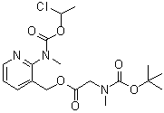 structure of CAS# 338990-31-1, N-Methyl-N-(3-[((N-tert-butoxycarbonyl-N-methylamino)acetoxy)methyl]pyridin-2-yl)carbamic acid 1-chloroethyl ester;[2-[1-chloroethoxycarbonyl(methyl)amino]pyridin-3-yl]methyl 2-[methyl-[(2-methylpropan-2-yl)oxycarbonyl]amino]acetate
