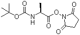 Boc-L-丙氨酸 N-丁二酰亚胺酯分子结构 (CAS 3392-05-0)