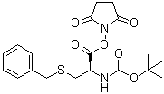 structure of CAS# 3401-33-0, N-[tert-Butoxycarbonyl]-S-benzyl-L-cysteine succinimido ester;[(1R)-2-[(2,5-Dioxo-1-pyrrolidinyl)oxy]-2-oxo-1-[[(phenylmethyl)thio]methyl]ethyl]carbamic acid 1,1-dimethylethyl ester