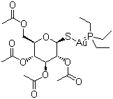 structure of CAS# 34031-32-8, Auranofin;(1-Thio-beta-D-glucopyranosato)(triethylphosphine)gold 2,3,4,6-tetraacetate