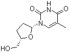 结构式 CAS# 3416-05-5, 2',3'-二脱氧胸苷; 2',3'-二脱氧胸腺嘧啶核苷