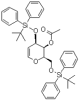 结构式 CAS# 342029-19-0, 2,6-脱水-5-脱氧-1,4-二-O-[(叔丁基)二苯基硅烷基]-D-阿拉伯己-5-烯糖醇乙酸酯