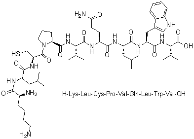 L-Lysyl-L-leucyl-L-cysteinyl-L-prolyl-L-valyl-L-glutaminyl-L-leucyl-L-tryptophyl-L-valine molecular structure (CAS 344422-17-9)