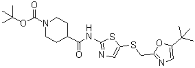 tert-Butyl 4-[[5-[[(5-tert-butyloxazol-2-yl)methyl]thio]thiazol-2-yl]carbamoyl]piperidine-1-carboxylate molecular structure (CAS 345629-23-4)