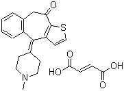 structure of CAS# 34580-14-8, Ketotifen fumarate ;4-(1-Methyl-4-piperidylidene)-4H-benzo[4,5]cyclohepta[1,2-b]thiophen-10(9H)-one hydrogen fumarate