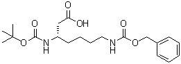 structure of CAS# 346694-77-7, (3S)-3-[[(1,1-Dimethylethoxy)carbonyl]amino]-7-[[(phenylmethoxy)carbonyl]amino]heptanoic acid