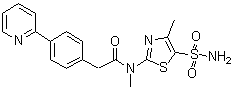 structure of CAS# 348086-71-5, Pritelivir;BAY 57-1293; N-[5-(Aminosulfonyl)-4-methyl-1,3-thiazol-2-yl]-N-methyl-2-[4-(2-pyridinyl)phenyl]acetamide