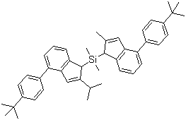 [4-(4-叔丁基苯基)-2-异丙基-1H-茚-1-基][4-(4-叔丁基苯基)-2-甲基-1H-茚-1-基]二甲基硅烷分子结构 (CAS 348168-05-8)