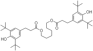 结构式 CAS# 35074-77-2, 抗氧剂 Irganox-259; 己二醇双[3-(3,5-二叔丁基-4-羟基苯基)丙酸酯]
