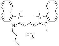 2-[3-(3-Butyl-1,3-dihydro-1,1-dimethyl-2H-benz[e]indol-2-ylidene)-1-propen-1-yl]-1,1,3-trimethyl-1H-benz[e]indolium hexafluorophosphate(1-) (1:1) molecular structure (CAS 356062-62-9)