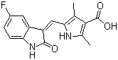 结构式 CAS# 356068-93-4, 5-((Z)-(5-氟-2-氧代吲哚烷-3-亚基)甲基)-2,4-二甲基-1H-吡咯-3-羧酸