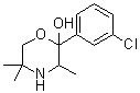 structure of CAS# 357399-43-0, 2-Hydroxy-2-(3-chlorophenyl)-3,5,5-trimethylmorpholine