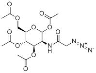 structure of CAS# 361154-30-5, N-Azidoacetylmannosamine-tetraacylated;ManNaz; Ac4ManNAz; [(2R,3S,4R,5S)-3,4,6-triacetyloxy-5-[(2-azidoacetyl)amino]oxan-2-yl]methyl acetate
