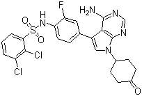 N1-[4-[4-Amino-7-(4-oxocyclohexyl)-7H-pyrrolo[2,3-d]pyrimidin-5-yl]-2-fluorophenyl]-2,3-dichloro-1-benzenesulfonamide molecular structure (CAS 364355-93-1)