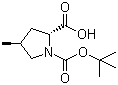 structure of CAS# 364750-80-1, (2S,4R)-N-Boc-4-methylpyrrolidine-2-carboxylic acid;(2S,4R)-1-(tert-Butoxycarbonyl)-4-methylpyrrolidine-2-carboxylic acid; (2S,4R)-4-Methyl-1,2-pyrrolidinedicarboxylic acid 1-(1,1-dimethylethyl) ester