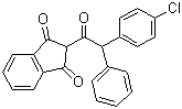 结构式 CAS# 3691-35-8, 氯鼠酮; 2-[2-(4-氯苯基)-2-苯基乙酰基]茚满-1,3-二酮