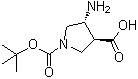 反式-4-氨基-1-(叔丁氧羰基)吡咯烷-3-羧酸分子结构 (CAS 369623-85-8)