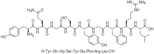 L-酪氨酰-L-谷氨酰胺酰甘氨酰-L-丝氨酰-L-酪氨酰甘氨酰-L-苯丙氨酰-L-精氨酰-L-亮氨酸分子结构 (CAS 372517-45-8)