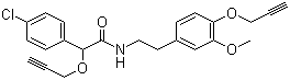 结构式 CAS# 374726-62-2, 双炔酰菌胺; (RS)-N-2-(4-氯苯基)-N-[2-(3-甲氧基-4-丙炔-2-基氧基苯基)乙基]-2-丙炔-2-基氧基乙酰胺