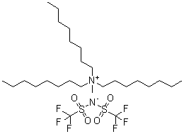 三辛基甲基铵合二(三氟甲基磺酰基)亚胺分子结构 (CAS 375395-33-8)