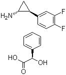 (1R,2S)-2-(3,4-二氟苯基)环丙胺 (R)-扁桃酸盐分子结构 (CAS 376608-71-8)
