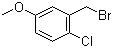 structure of CAS# 3771-13-9, 2-(Bromomethyl)-1-chloro-4-methoxybenzene;2-Chloro-5-methoxybenzyl bromide; 3-(Bromomethyl)-4-chloroanisole