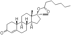 结构式 CAS# 3836-23-5, 炔诺酮庚酸酯; 庚酸炔诺酮