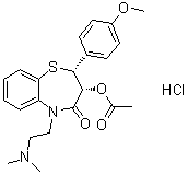 cis-3-Acetoxy-2,3-dihydro-5-(2-dimethylaminoethyl)-2-(4-methoxyphenyl)-1,5-benzothiazepin-4(5H)-one hydrochloride molecular structure (CAS 38411-61-9)