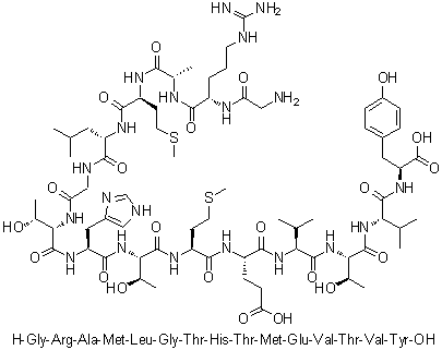 Glycyl-L-arginyl-L-alanyl-L-methionyl-L-leucylglycyl-L-threonyl-L-histidyl-L-threonyl-L-methionyl-L-alpha-glutamyl-L-valyl-L-threonyl-L-valyl-L-tyrosine molecular structure (CAS 384823-96-5)