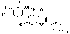structure of CAS# 38953-85-4, Isovitexin;6-beta-D-Glucopyranosyl-5,7-dihydroxy-2-(4-hydroxyphenyl)-4H-1-benzopyran-4-one