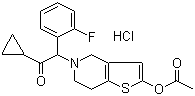 结构式 CAS# 389574-19-0, 普拉格雷盐酸盐; 2-[2-(乙酰氧基)-6,7-二氢噻吩并[3,2-c]吡啶-5(4H)-基]-1-环丙基-2-(2-氟苯基)乙酮盐酸盐
