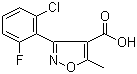 structure of CAS# 3919-74-2, 3-(2-Chloro-6-fluorophenyl)-5-methylisoxazole-4-carboxylic acid