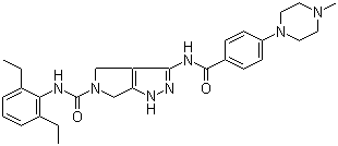 N-(2,6-Diethylphenyl)-4,6-dihydro-3-[[4-(4-methyl-1-piperazinyl)benzoyl]amino]pyrrolo[3,4-c]pyrazole-5(1H)-carboxamide molecular structure (CAS 398493-79-3)