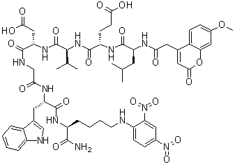 N-[(7-Methoxy-2-oxo-2H-1-benzopyran-4-yl)acetyl]-L-leucyl-L-alpha-glutamyl-L-valyl-L-alpha-aspartylglycyl-L-tryptophyl-N6-(2,4-dinitrophenyl)-L-lysinamide molecular structure (CAS 400727-81-3)