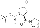 structure of CAS# 401564-30-5, (2S,4R)-4-Hydroxy-2-(3-thiazolidinylcarbonyl)-1-pyrrolidinecarboxylic acid tert-butyl ester